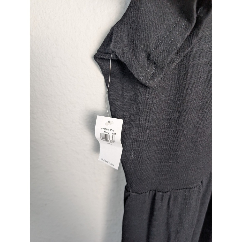 Old Navy T Shirt Dress Womens 2XL Black Maxi Ruffle Jersey Short Sleeve Crewneck - Picture 5 of 7